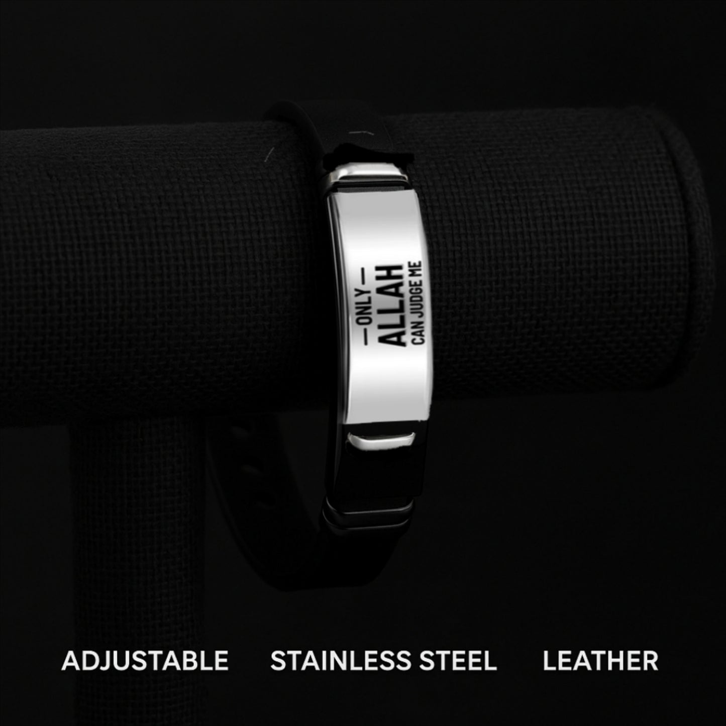 Islamic Leather Bracelet - "Only Allah Can Judge Me"- Engraving