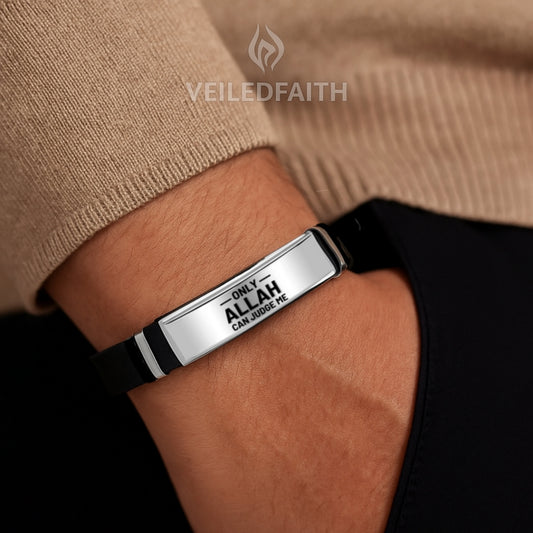 Islamic Leather Bracelet - "Only Allah Can Judge Me"- Engraving